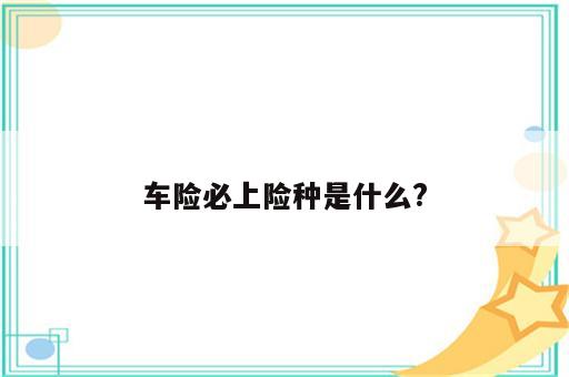 车险必上险种是什么?