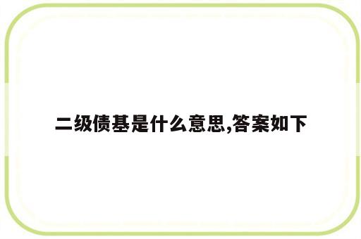 二级债基是什么意思,答案如下