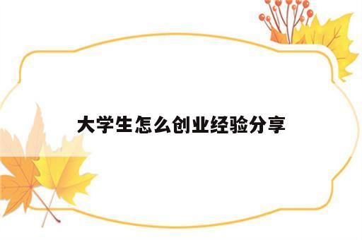 大学生怎么创业经验分享