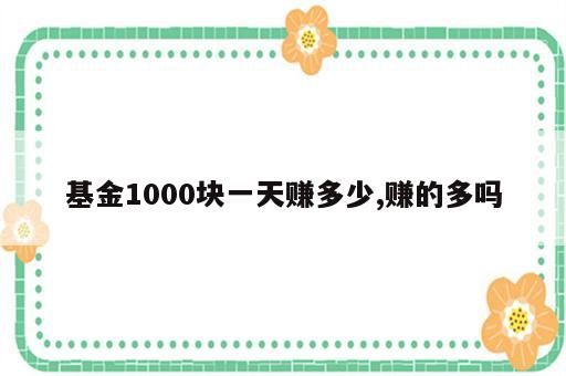 基金1000块一天赚多少,赚的多吗