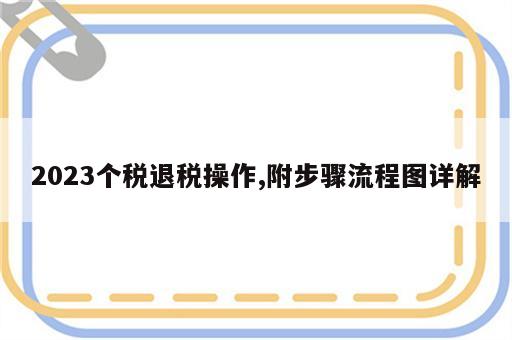 2023个税退税操作,附步骤流程图详解