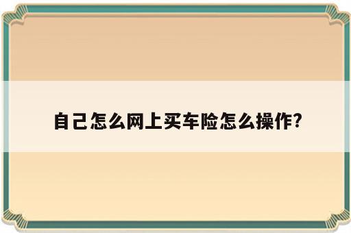 自己怎么网上买车险怎么操作?