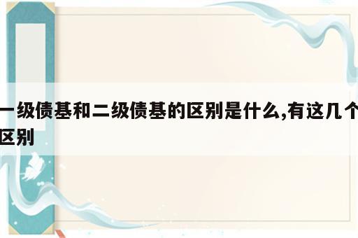 一级债基和二级债基的区别是什么,有这几个区别