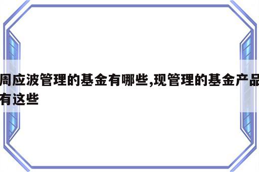 周应波管理的基金有哪些,现管理的基金产品有这些
