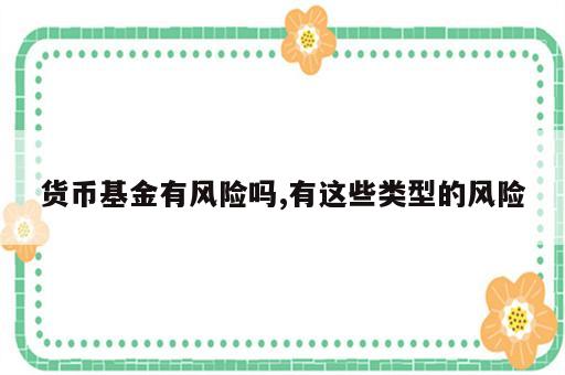 货币基金有风险吗,有这些类型的风险