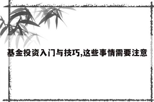 基金投资入门与技巧,这些事情需要注意