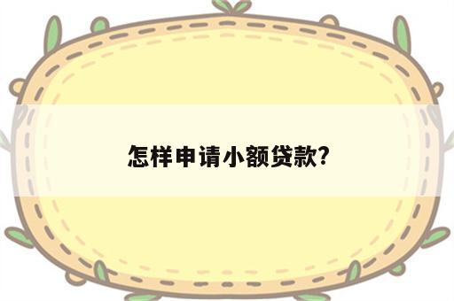 怎样申请小额贷款?