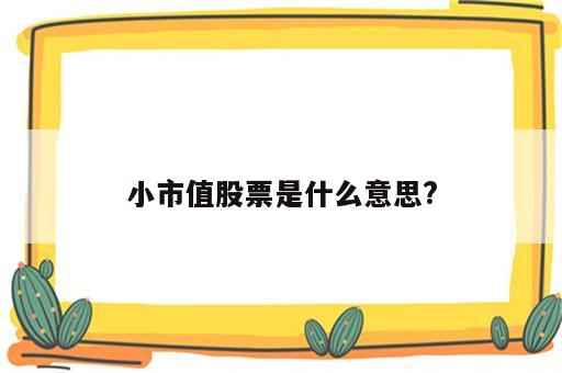 小市值股票是什么意思?