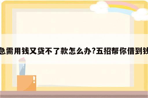急需用钱又贷不了款怎么办?五招帮你借到钱