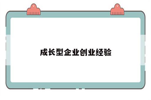 成长型企业创业经验