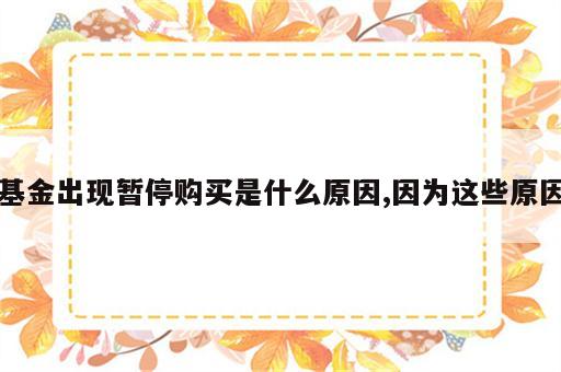 基金出现暂停购买是什么原因,因为这些原因