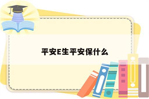 平安E生平安保什么