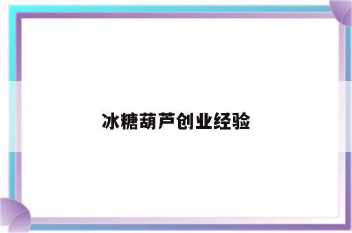 冰糖葫芦创业经验