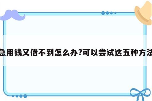 急用钱又借不到怎么办?可以尝试这五种方法
