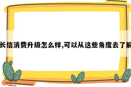 长信消费升级怎么样,可以从这些角度去了解