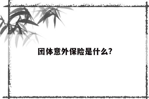 团体意外保险是什么?
