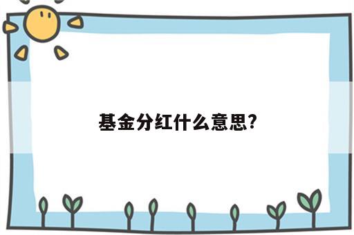 基金分红什么意思?