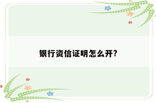 银行资信证明怎么开?