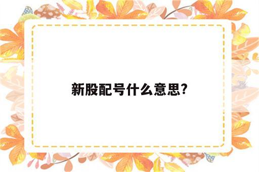 新股配号什么意思?