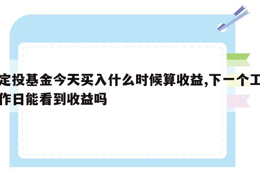 定投基金今天买入什么时候算收益,下一个工作日能看到收益吗