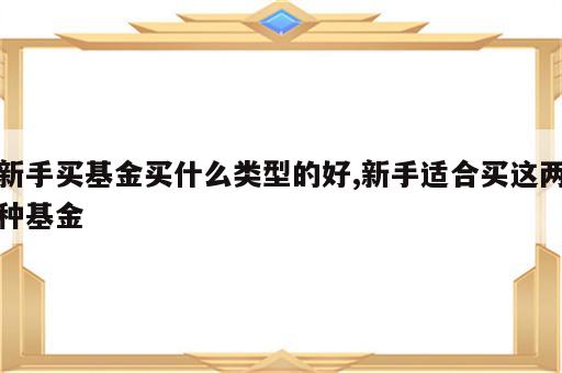 新手买基金买什么类型的好,新手适合买这两种基金