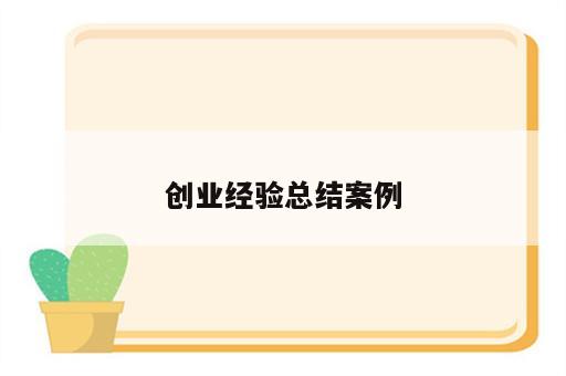 创业经验总结案例