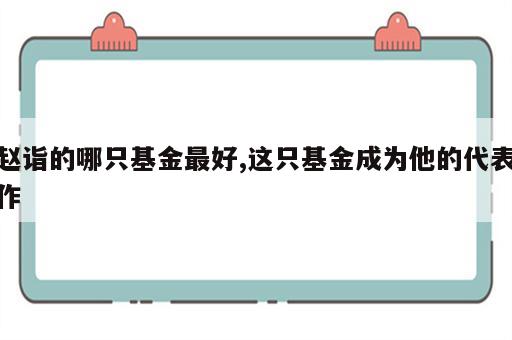 赵诣的哪只基金最好,这只基金成为他的代表作