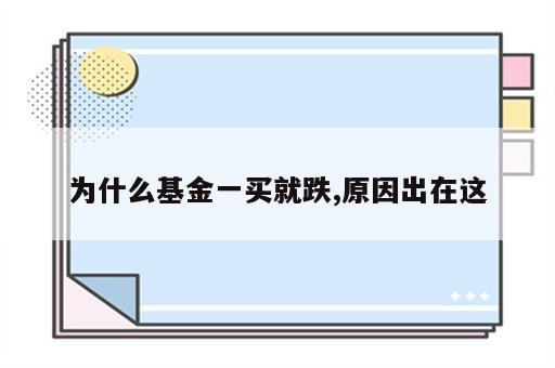 为什么基金一买就跌,原因出在这