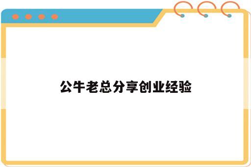 公牛老总分享创业经验