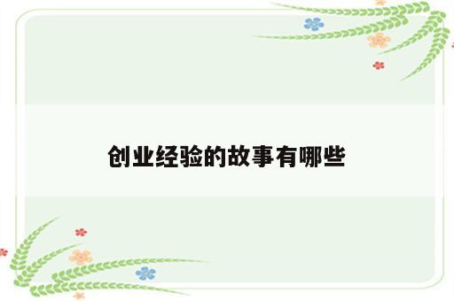 创业经验的故事有哪些
