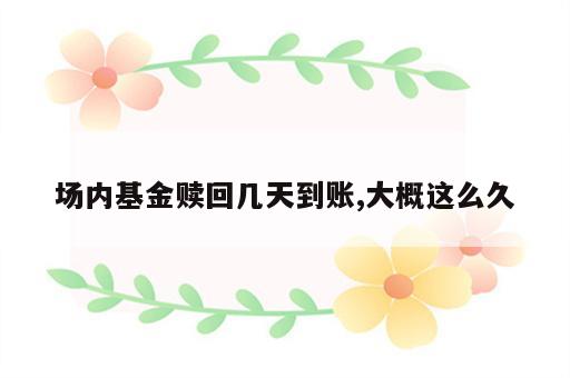 场内基金赎回几天到账,大概这么久