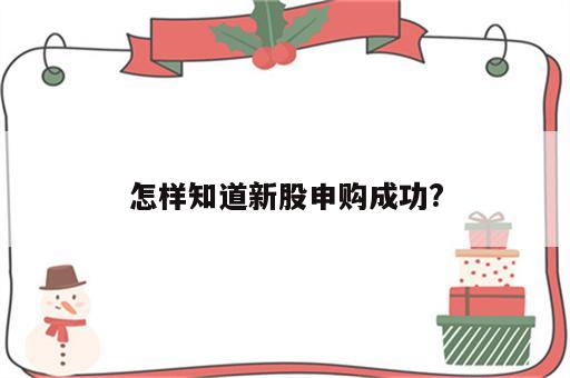 怎样知道新股申购成功?