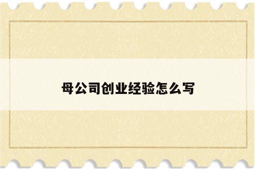 母公司创业经验怎么写