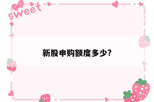 新股申购额度多少?