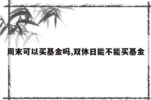 周末可以买基金吗,双休日能不能买基金