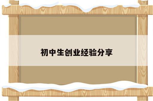 初中生创业经验分享