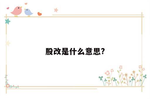 股改是什么意思?