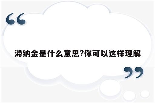 滞纳金是什么意思?你可以这样理解