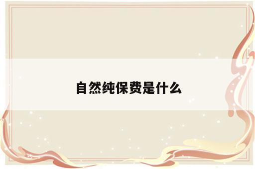 自然纯保费是什么