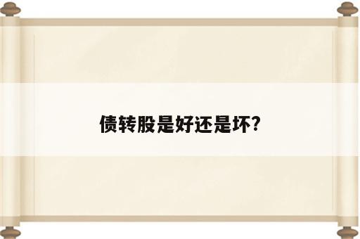 债转股是好还是坏?