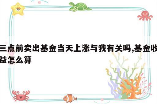 三点前卖出基金当天上涨与我有关吗,基金收益怎么算