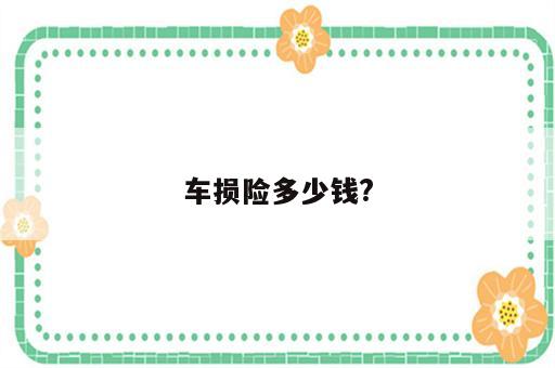 车损险多少钱?