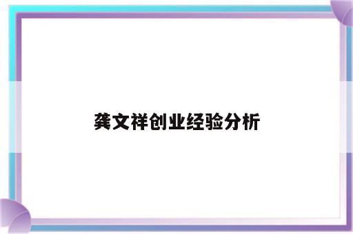 龚文祥创业经验分析