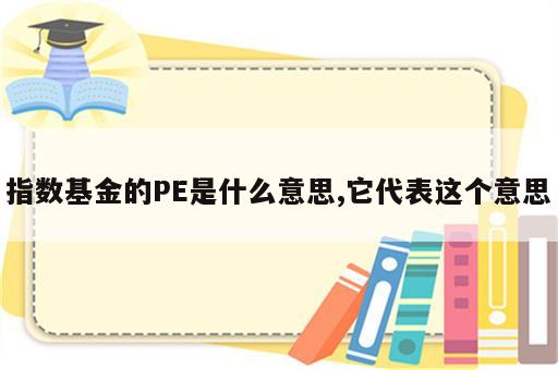 指数基金的PE是什么意思,它代表这个意思