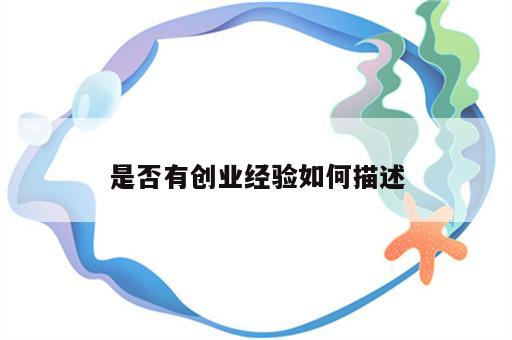 是否有创业经验如何描述