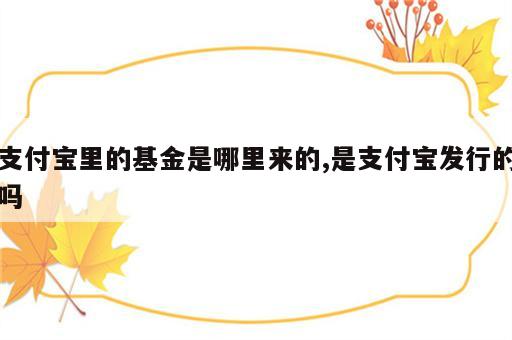 支付宝里的基金是哪里来的,是支付宝发行的吗