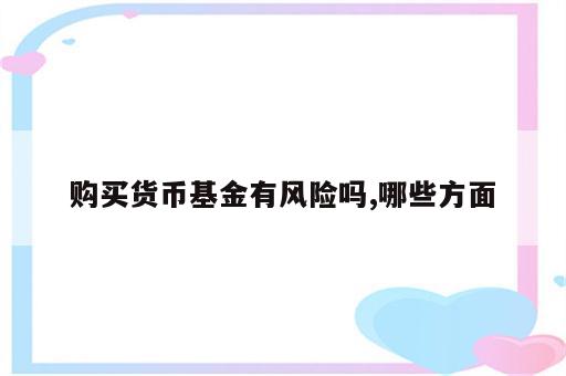 购买货币基金有风险吗,哪些方面