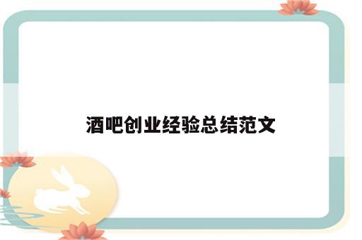 酒吧创业经验总结范文