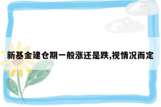 新基金建仓期一般涨还是跌,视情况而定