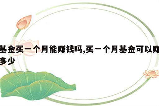 基金买一个月能赚钱吗,买一个月基金可以赚多少